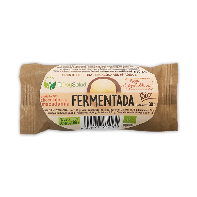 Barrita Chocolate Macadamia Fermentada 30 Gr. Tedoysalud