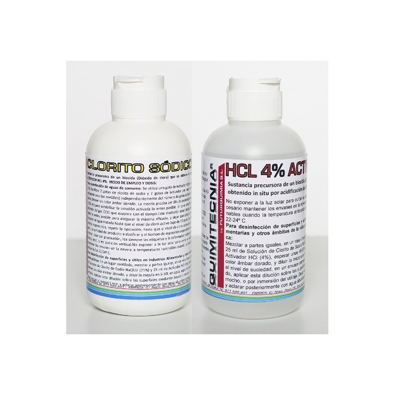 Clorito Sódico + Activador Hcl 4% 250 Ml. Quimiotecnia - Pack Potabilizador